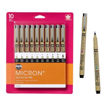 SAKURA Pigma Micron Black Ink Multi-tip Set, 10 Pack