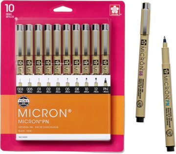 SAKURA Pigma Micron Black Ink Multi-tip Set, 10 Pack